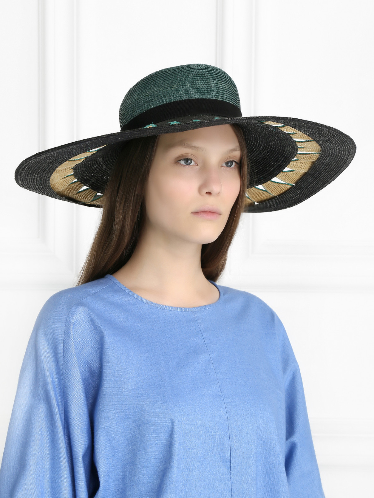 Шляпа из соломы с широкими полями Etro  –  Модель Общий вид  – Цвет:  Коричневый