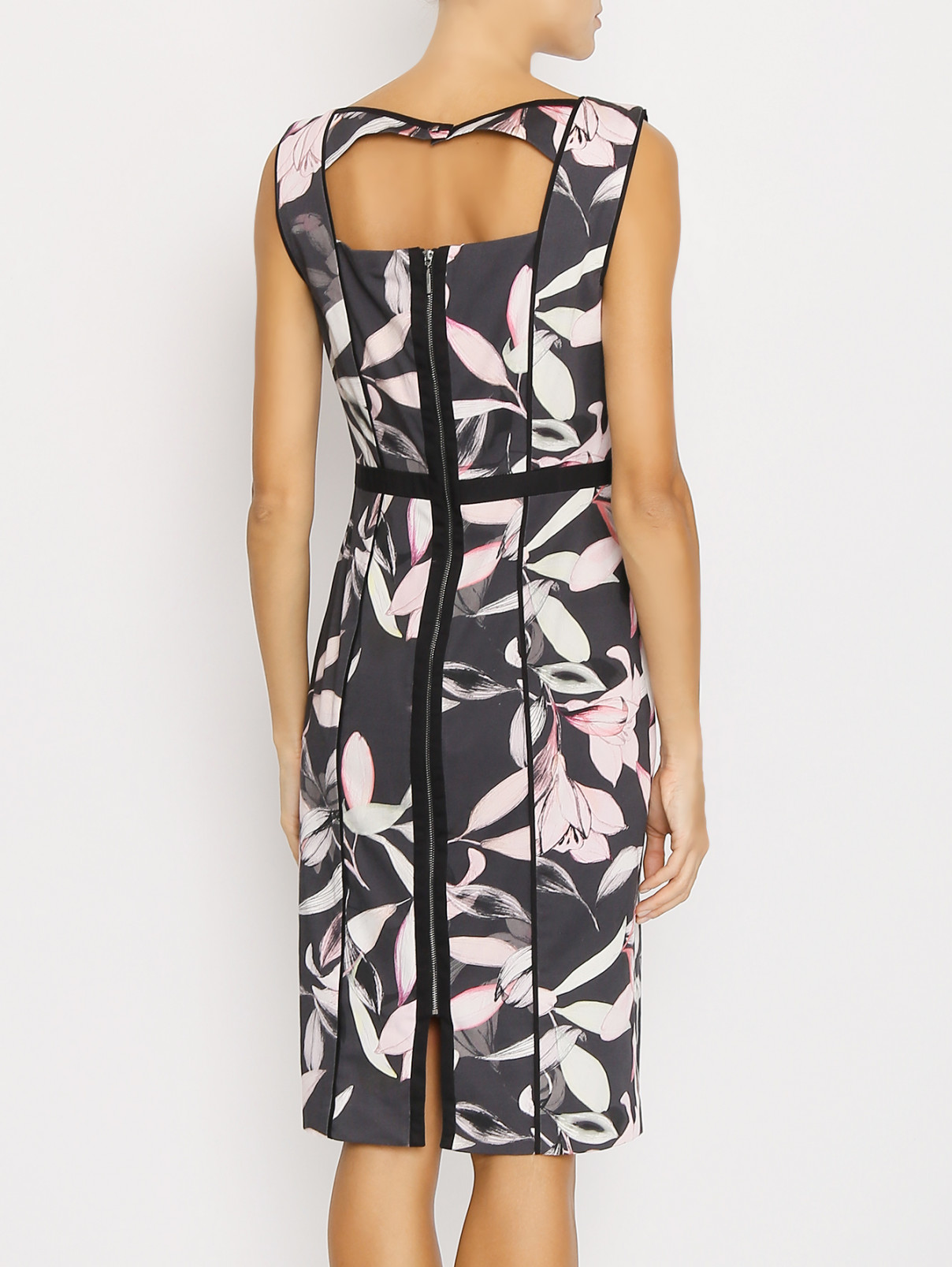 Платье-миди из хлопка с цветочным узором Comma  –  МодельВерхНиз1  – Цвет:  Черный