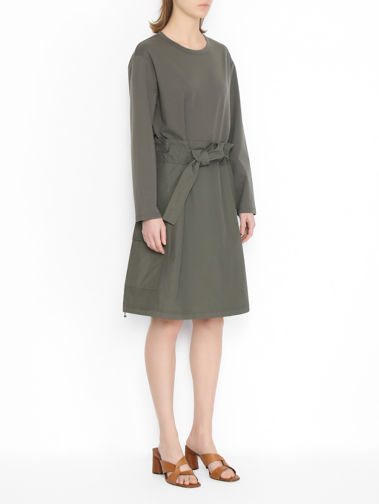 Платье с длинными рукавами Weekend Max Mara  –  МодельВерхНиз  – Цвет:  Зеленый