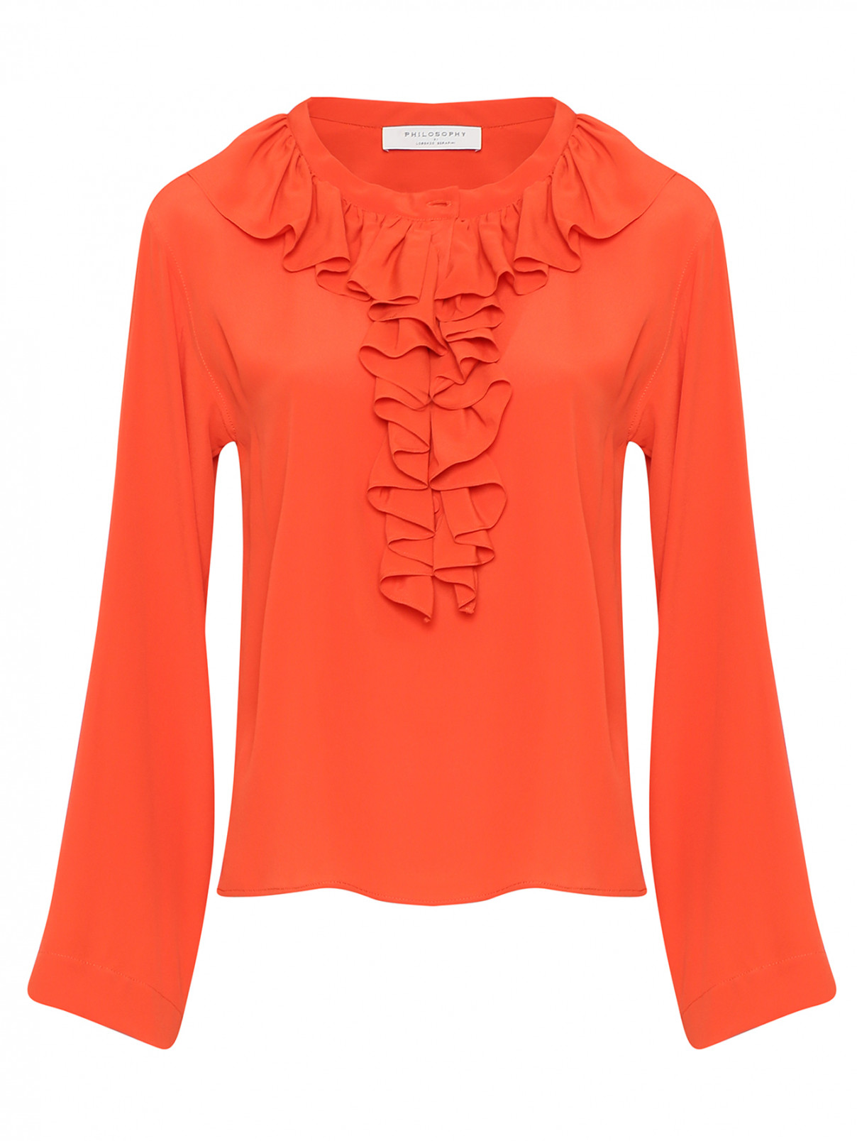 Блуза прямого кроя с жабо Philosophy di Lorenzo Serafini  –  Общий вид  – Цвет:  Оранжевый
