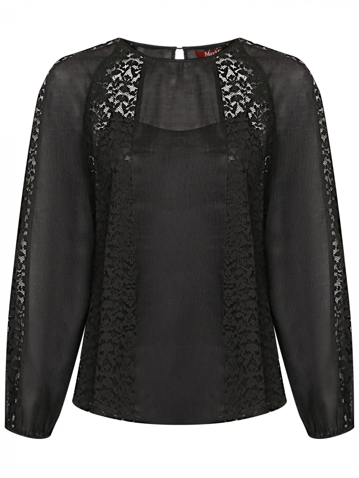 Блуза свободного кроя с кружевной отделкой Max Mara  –  Общий вид  – Цвет:  Черный