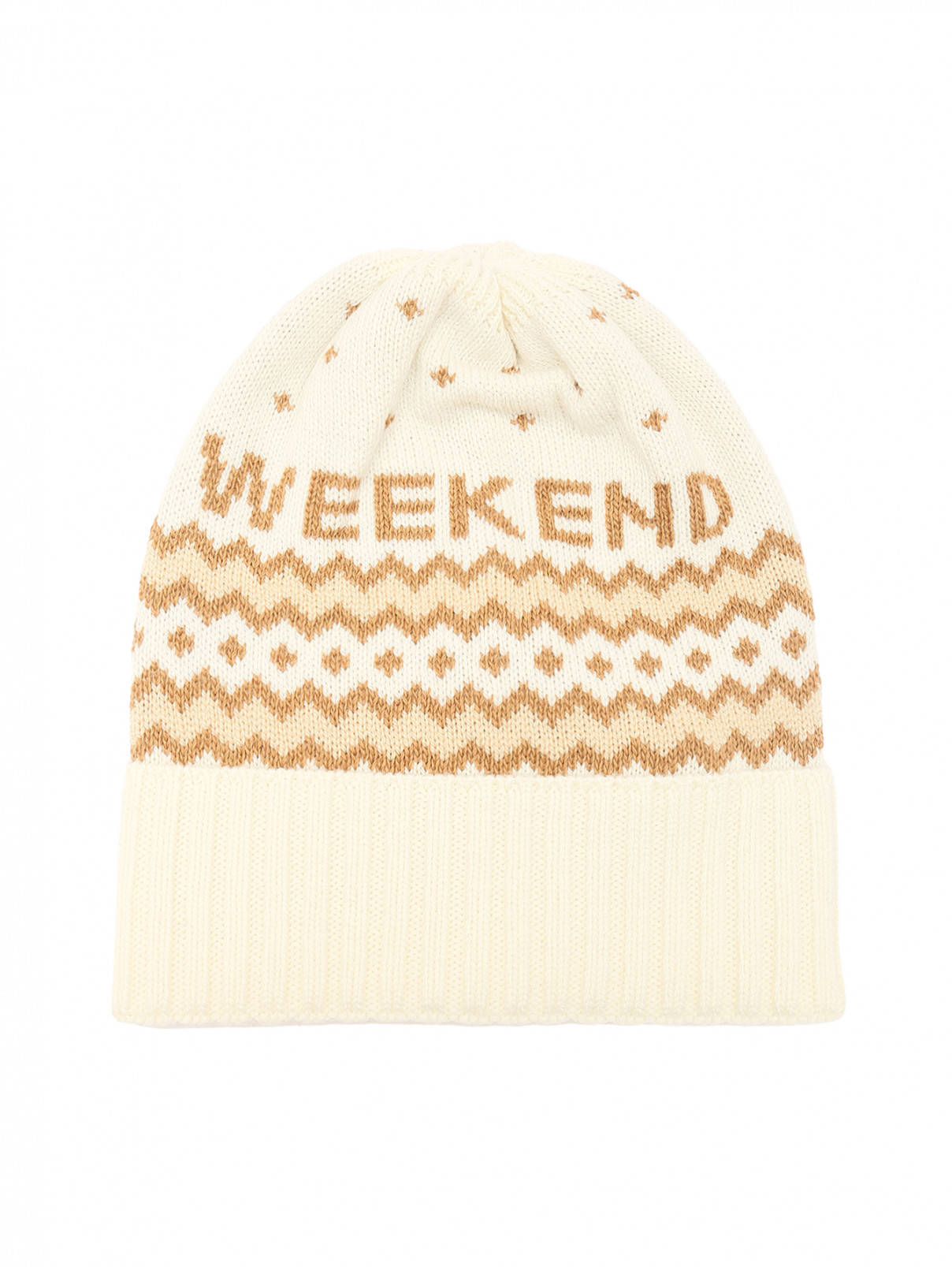 Трикотажная шапка из шерсти с узором Weekend Max Mara  –  Обтравка1  – Цвет:  Бежевый