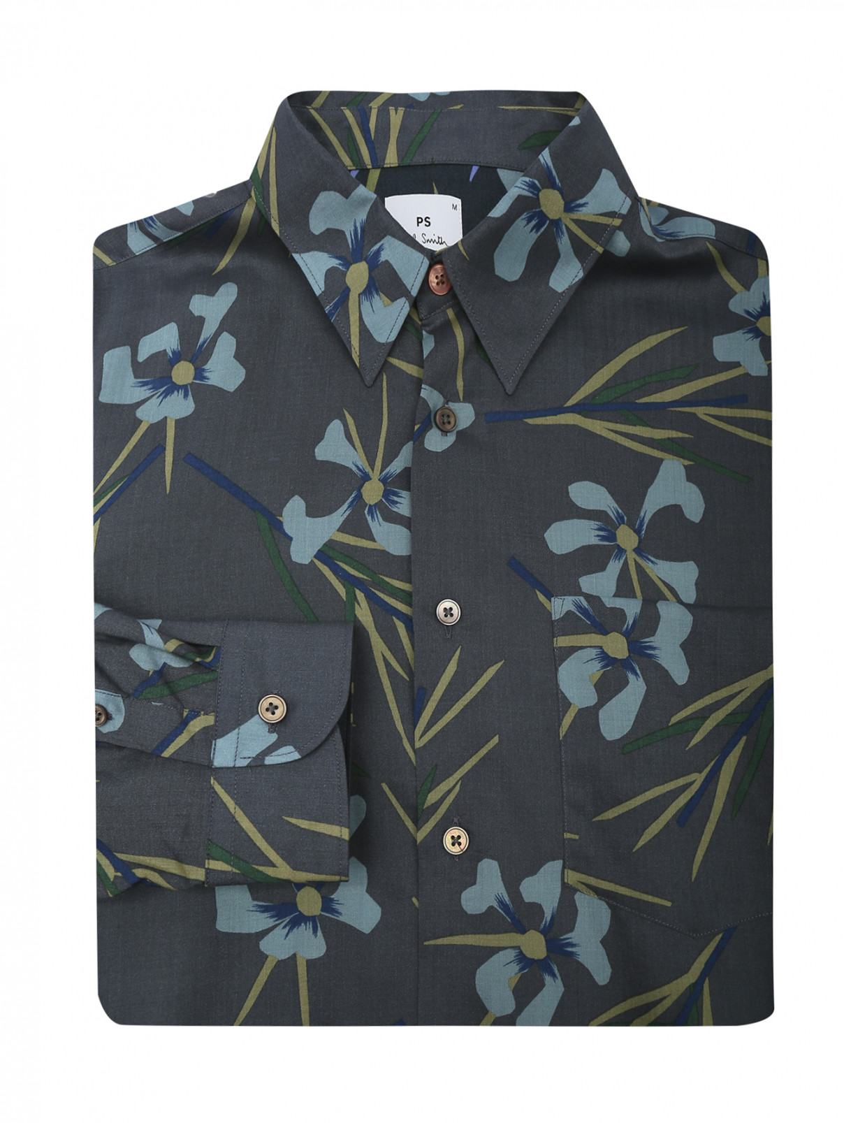Рубашка с узором Paul Smith  –  Общий вид  – Цвет:  Синий