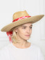 Соломенная шляпа с контрастным платком Ermanno Scervino  –  МодельОбщийВид