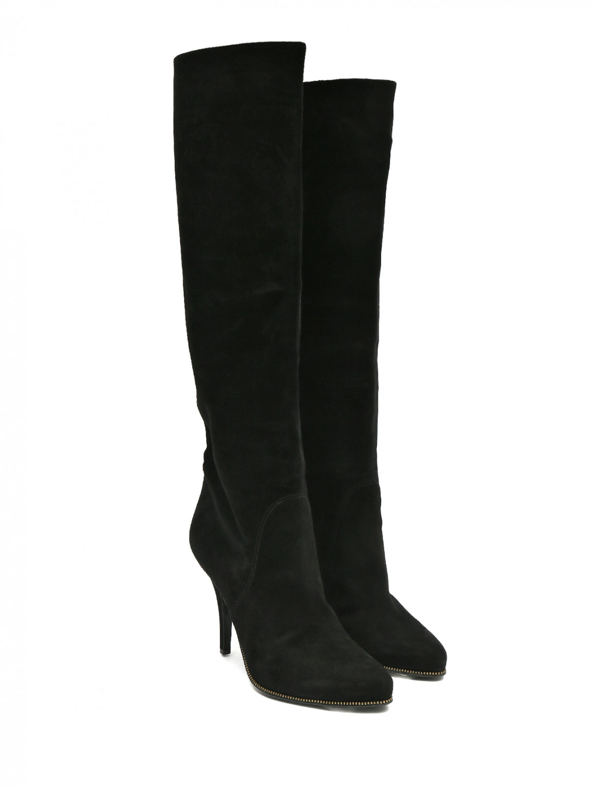 Сапоги из замши на высоком каблуке Givenchy  –  Общий вид  – Цвет:  Черный