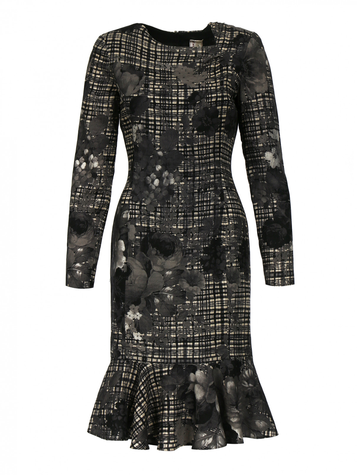 Платье-миди из шерсти с узором Antonio Marras  –  Общий вид  – Цвет:  Серый