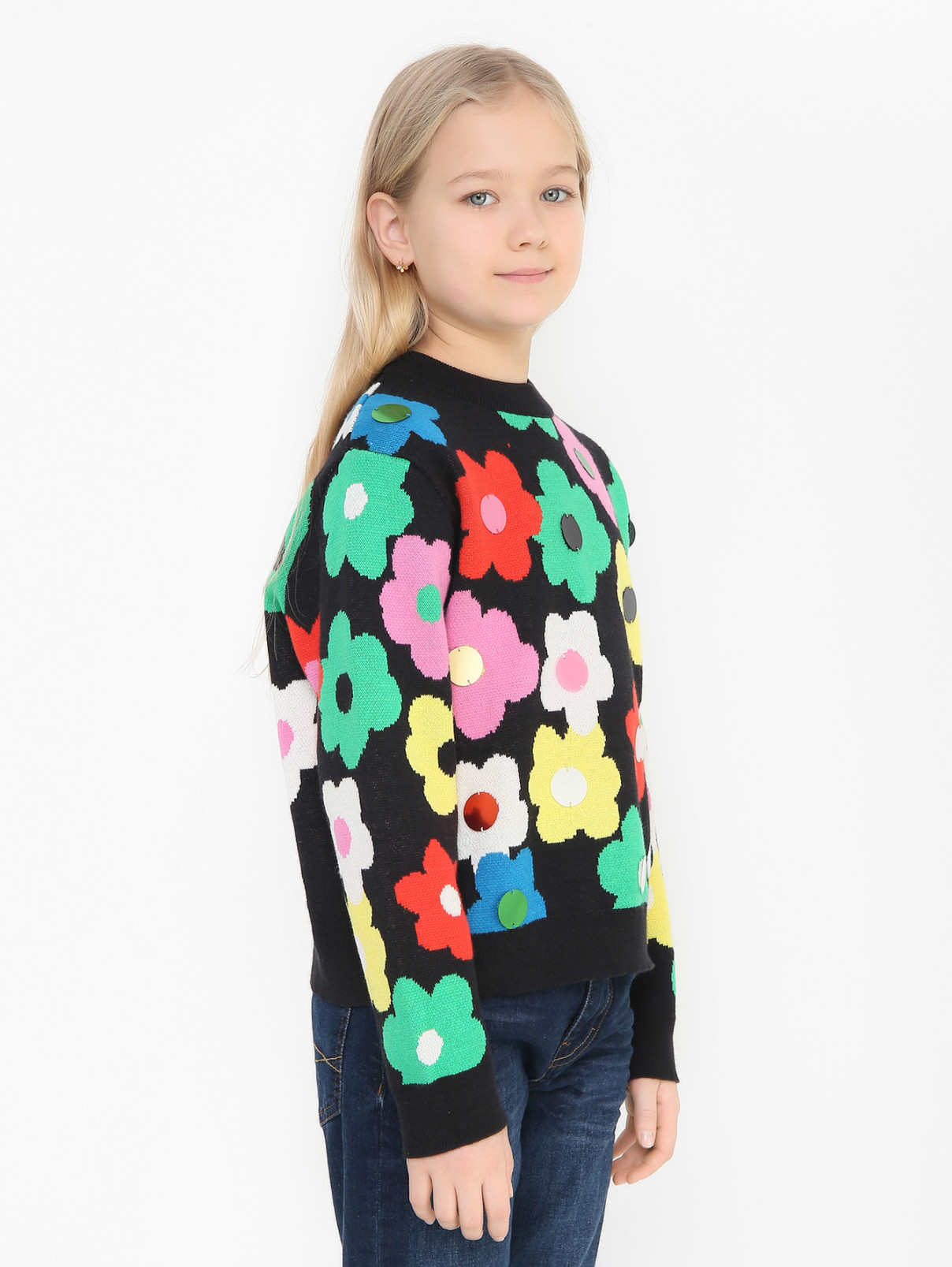 Джемпер из хлопка и шерсти Stella McCartney kids  –  МодельВерхНиз  – Цвет:  Узор