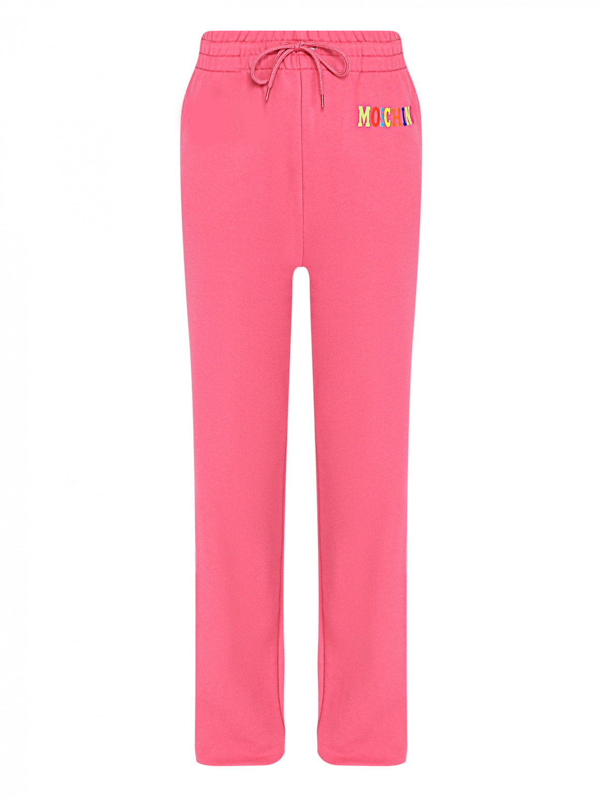 Трикотажные брюки с принтом Moschino  –  Общий вид  – Цвет:  Розовый