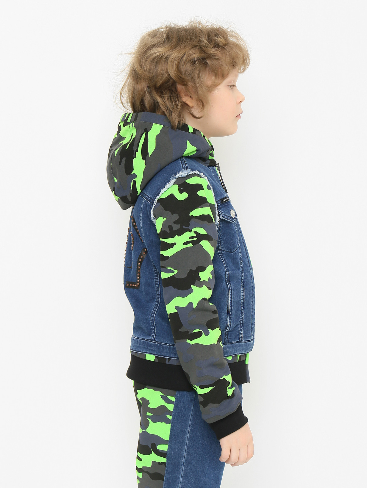 Куртка из комбинированной ткани на молнии Philipp Plein  –  МодельВерхНиз2  – Цвет:  Узор