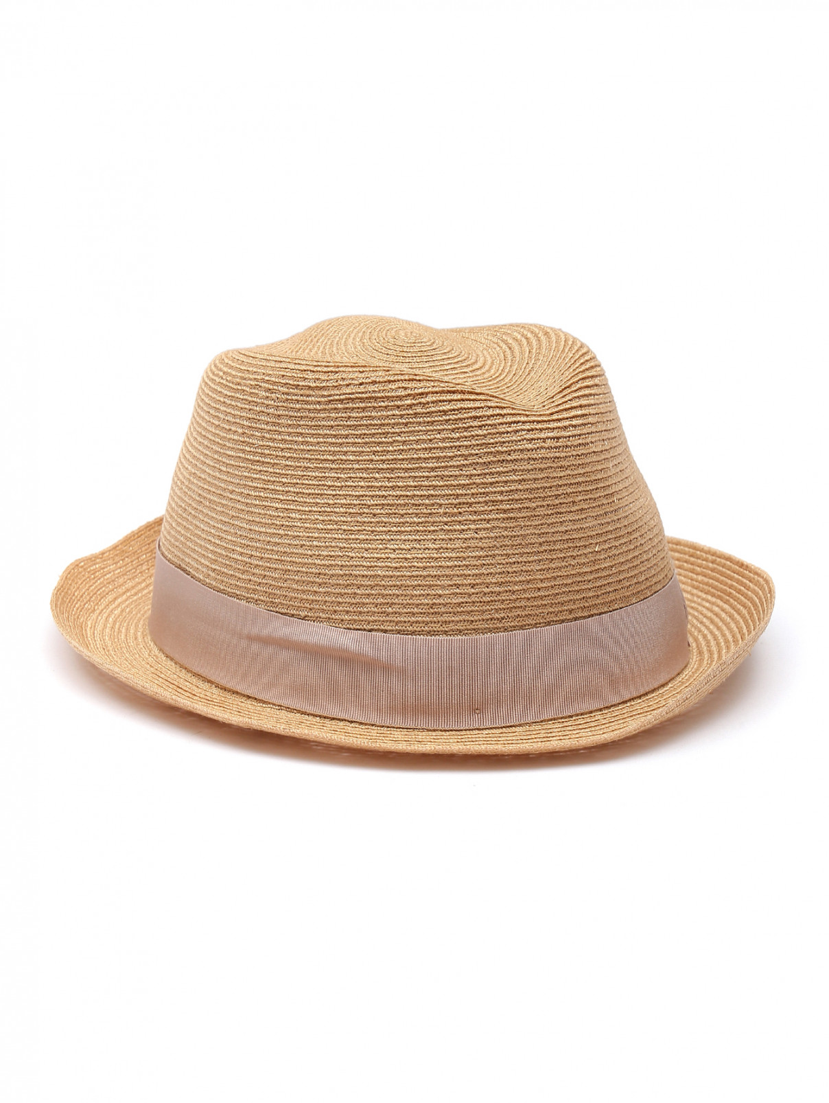 Плетеная шляпа с лентой в тон Borsalino  –  Общий вид  – Цвет:  Бежевый