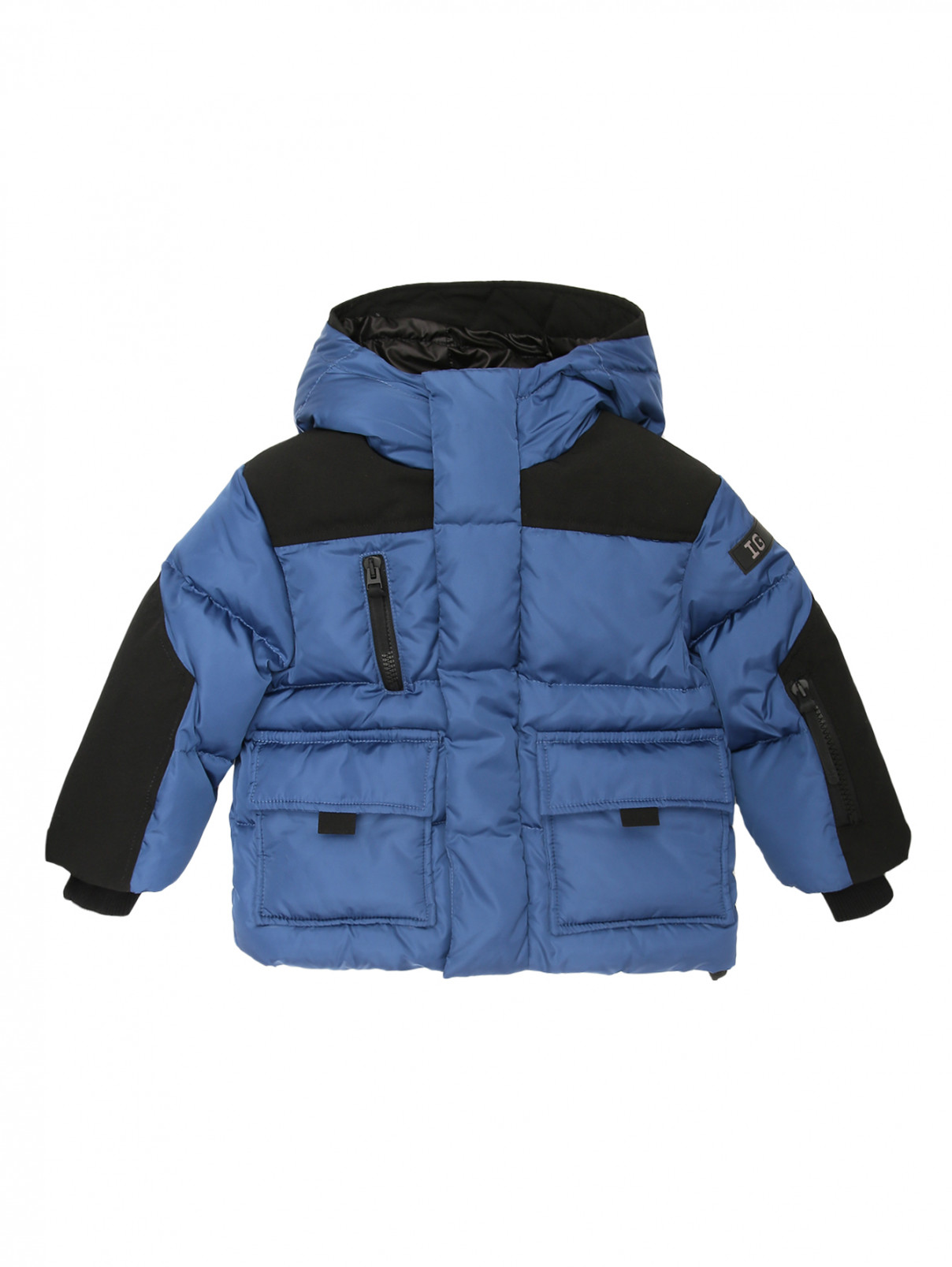 Пуховая куртка с капюшоном Il Gufo  –  Общий вид  – Цвет:  Синий