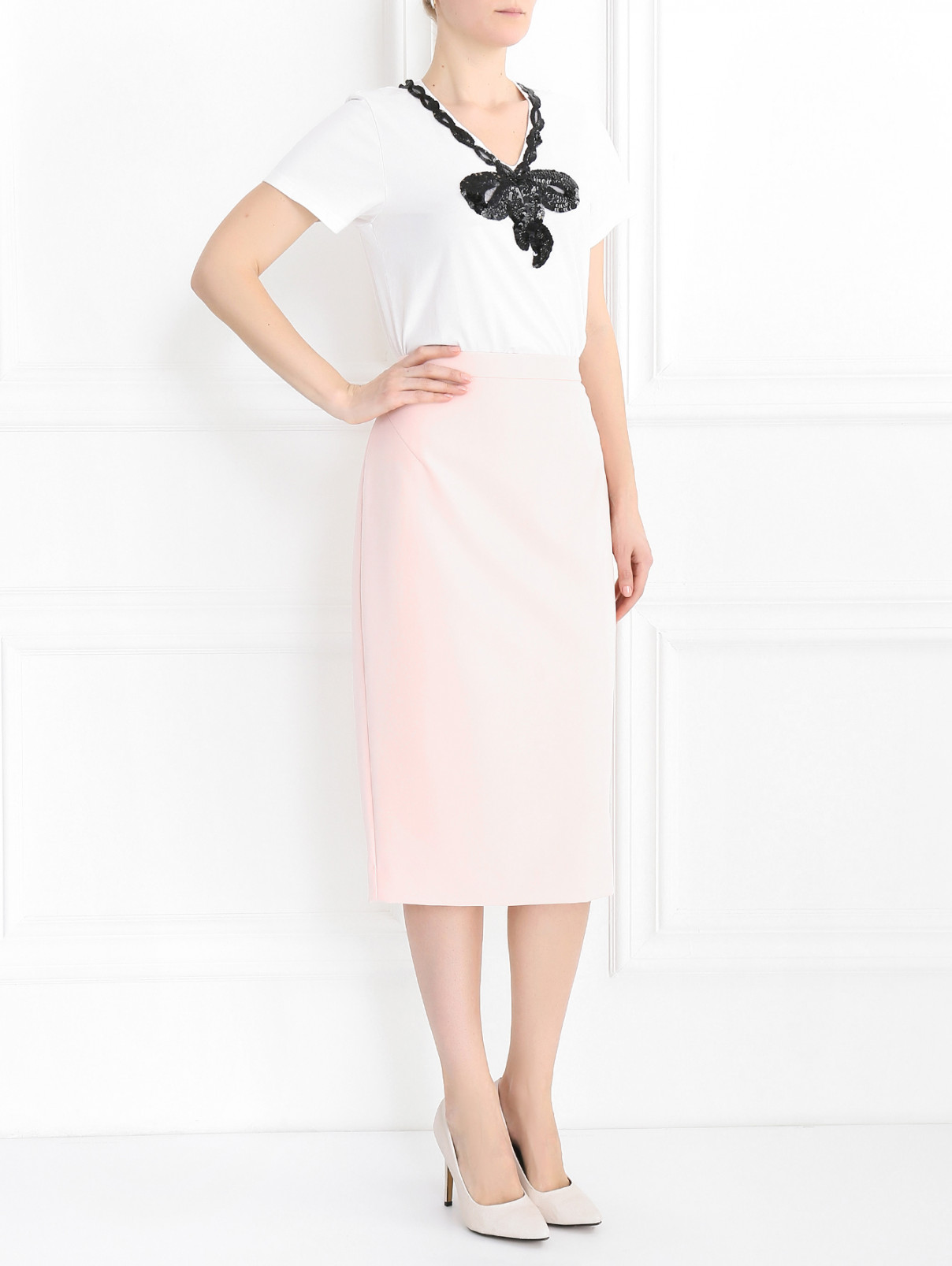 Зауженная юбка - миди Raoul  –  Модель Общий вид  – Цвет:  Розовый
