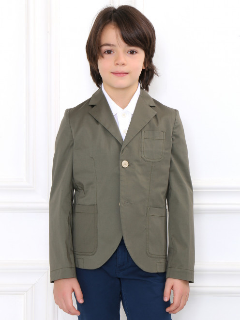 Пиджак из хлопка с накладными карманами - Модель Верх-Низ