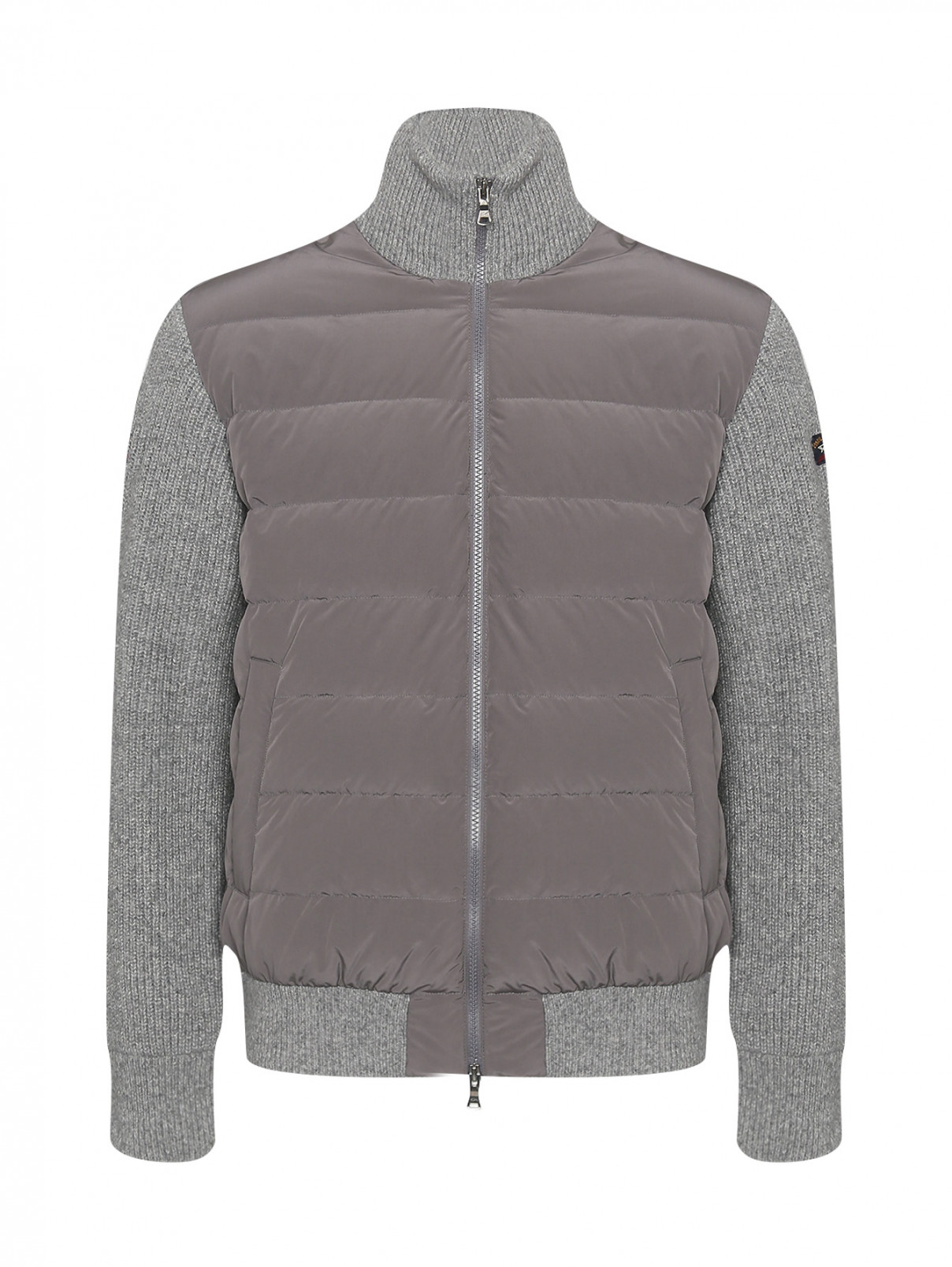 Комбинированная куртка на молнии с карманами Paul&Shark  –  Общий вид  – Цвет:  Серый