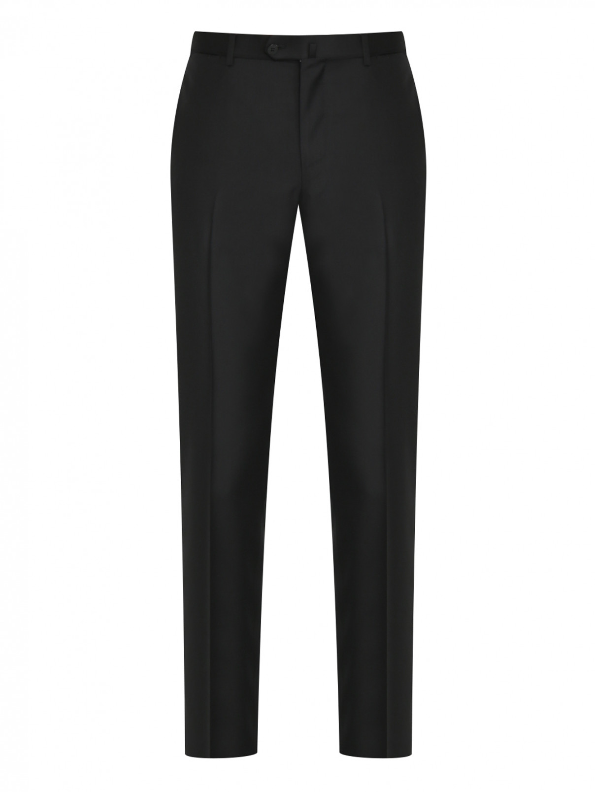 Однотонные брюки из шерсти Isaia  –  Общий вид  – Цвет:  Черный
