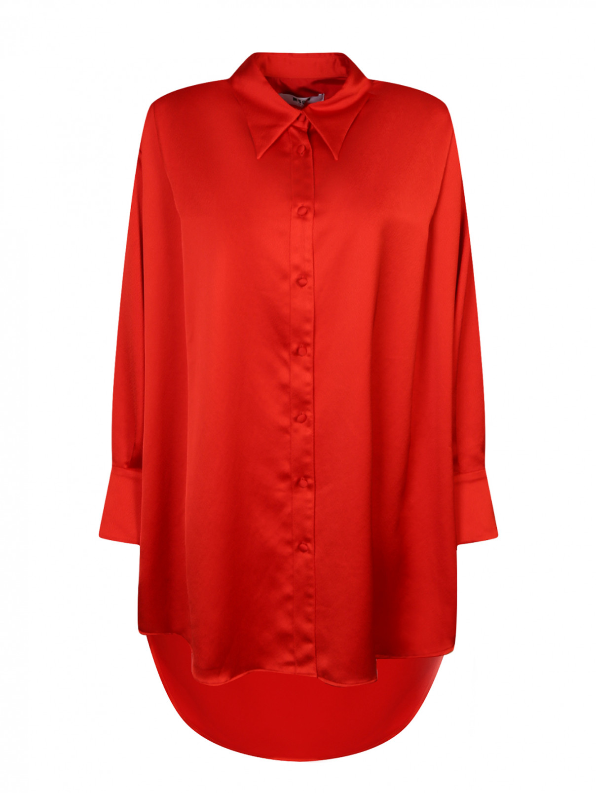 Платье-рубашка свободного кроя с принтом MSGM  –  Общий вид  – Цвет:  Красный