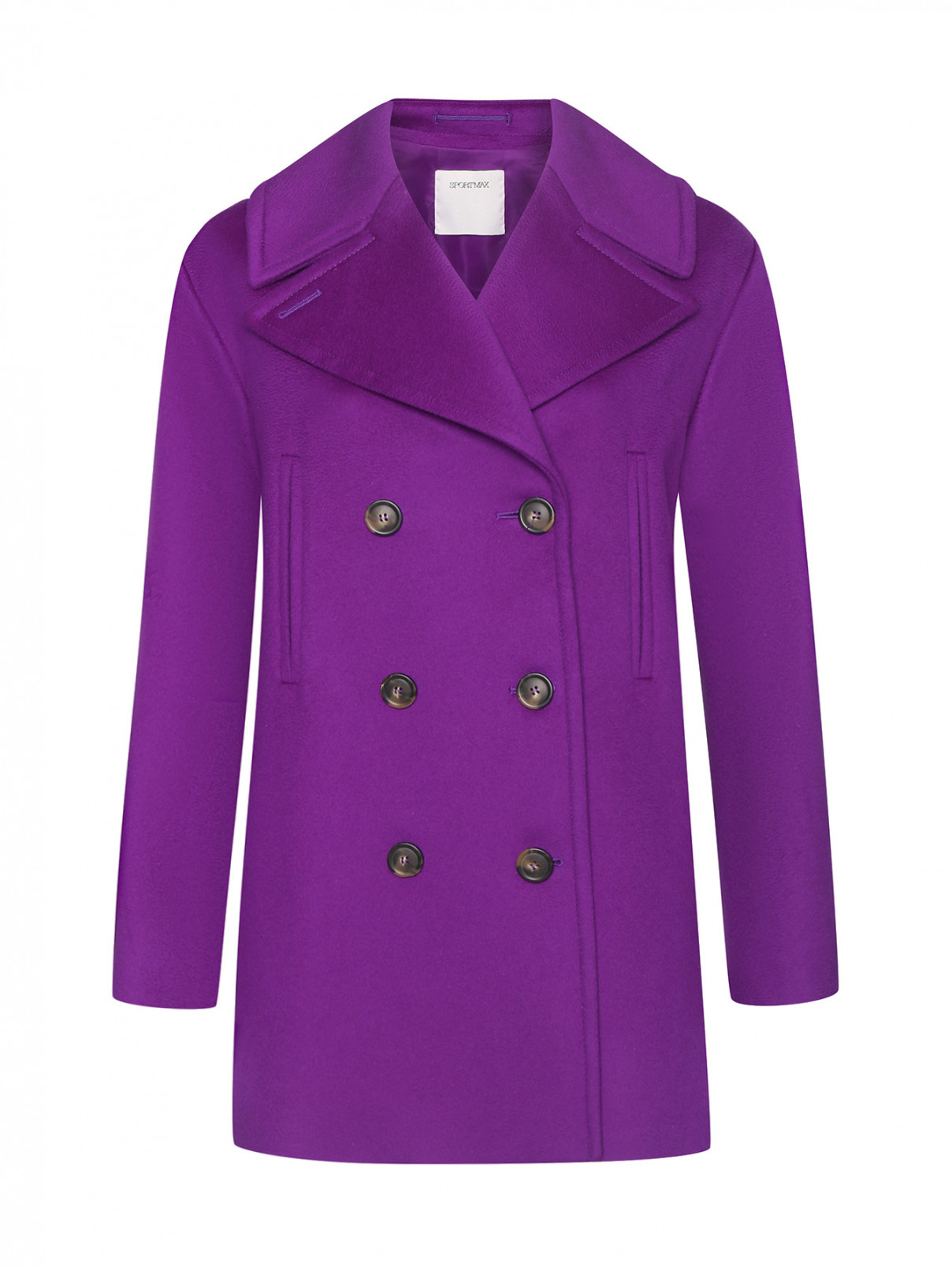 Пальто из шерсти прямого кроя Sportmax  –  Общий вид  – Цвет:  Фиолетовый