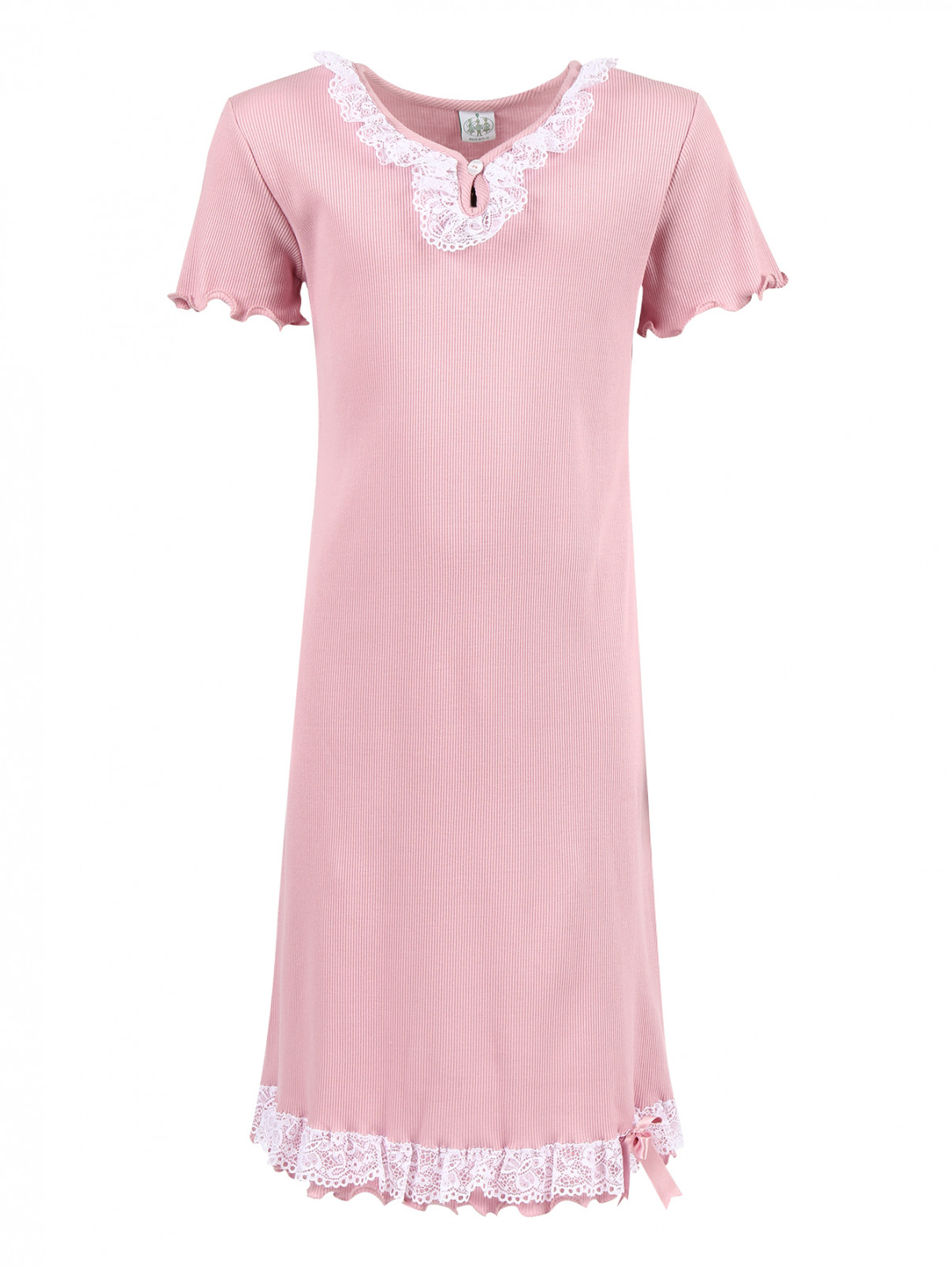 Сорочка из хлопка с кружевной отделкой Giottino  –  Общий вид  – Цвет:  Розовый