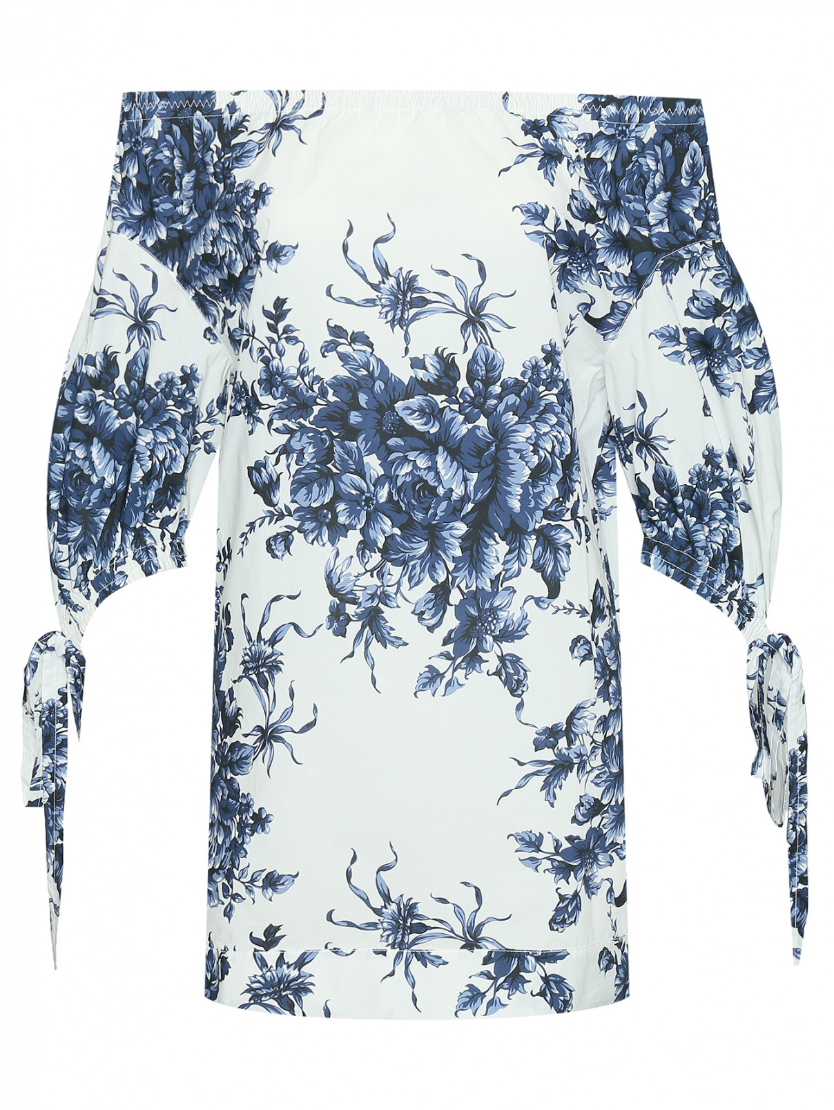 Платье из хлопка с цветочным узором Sonia Rykiel  –  Общий вид  – Цвет:  Белый