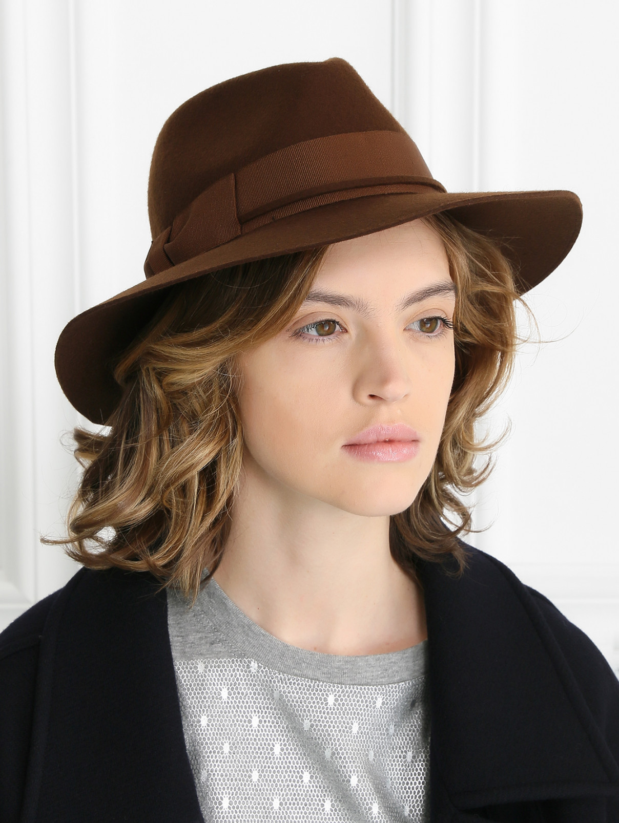 Шляпа из шерсти с круглями полями Marni  –  Модель Общий вид  – Цвет:  Коричневый