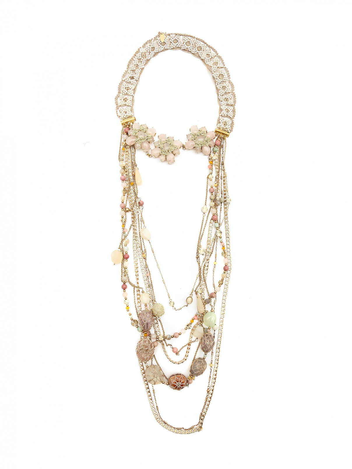 Ожерелье многослойное из цепей и стекляруса St. Erasmus  –  Общий вид  – Цвет:  Золотой