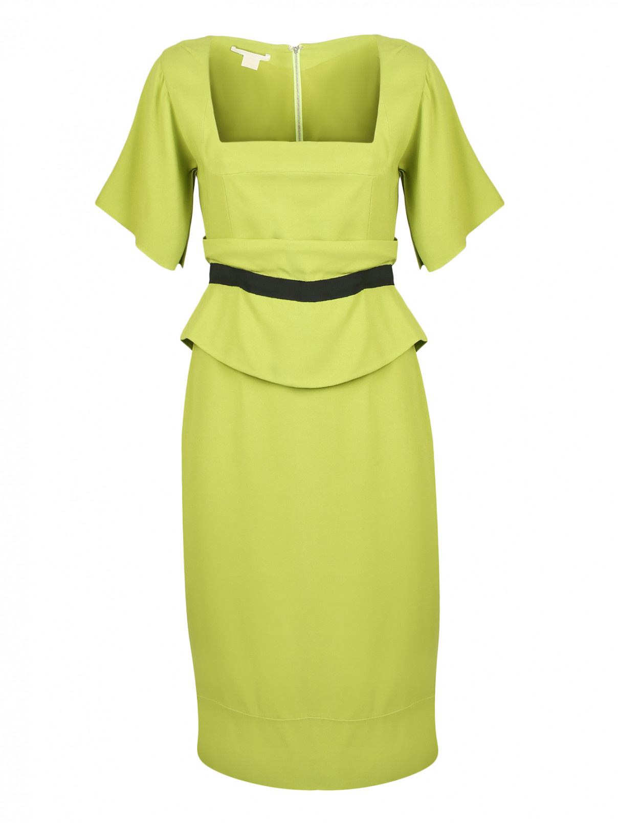 Платье-футляр с контрастной отделкой Antonio Berardi  –  Общий вид  – Цвет:  Зеленый