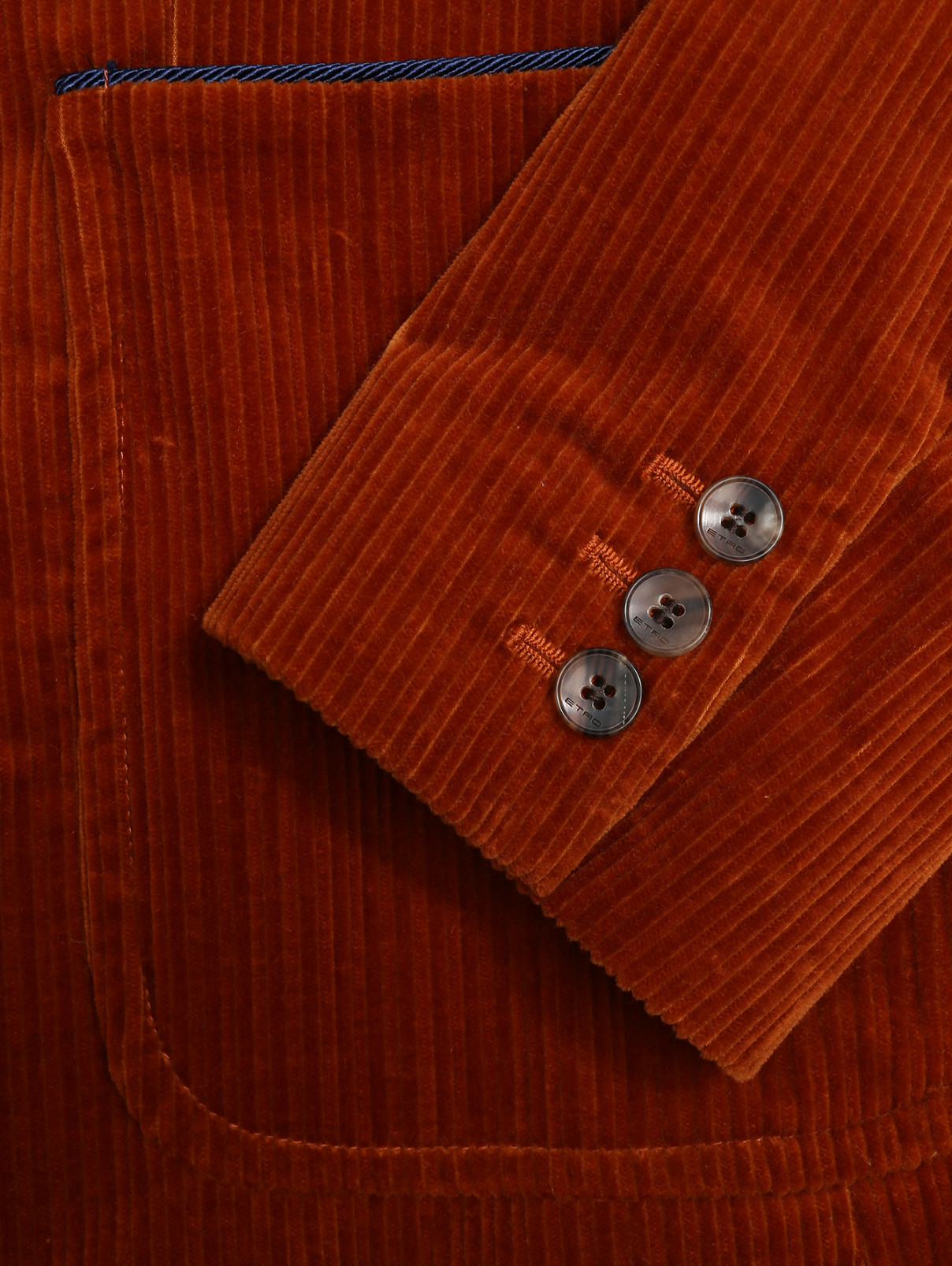 Однобортный жакет из хлопка с карманами Etro  –  Деталь  – Цвет:  Коричневый