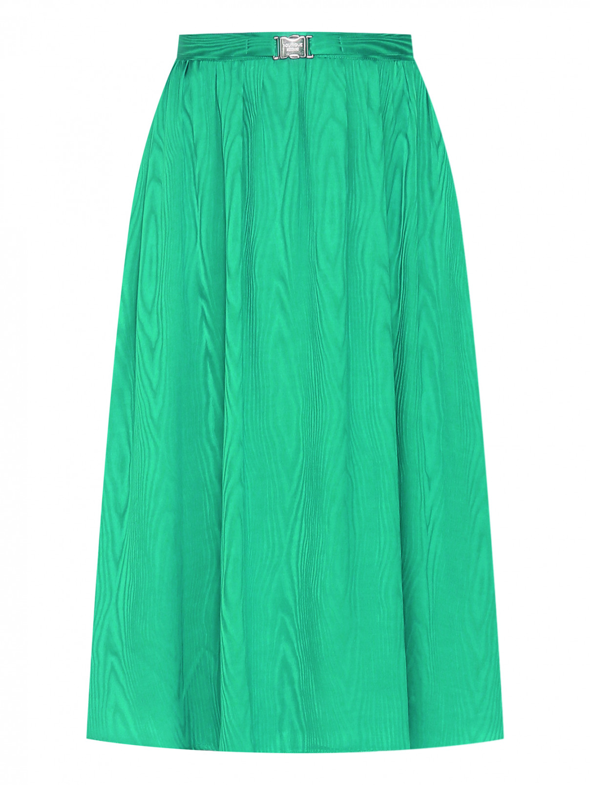 Юбка-миди из вискозы с узором Moschino Boutique  –  Общий вид  – Цвет:  Зеленый