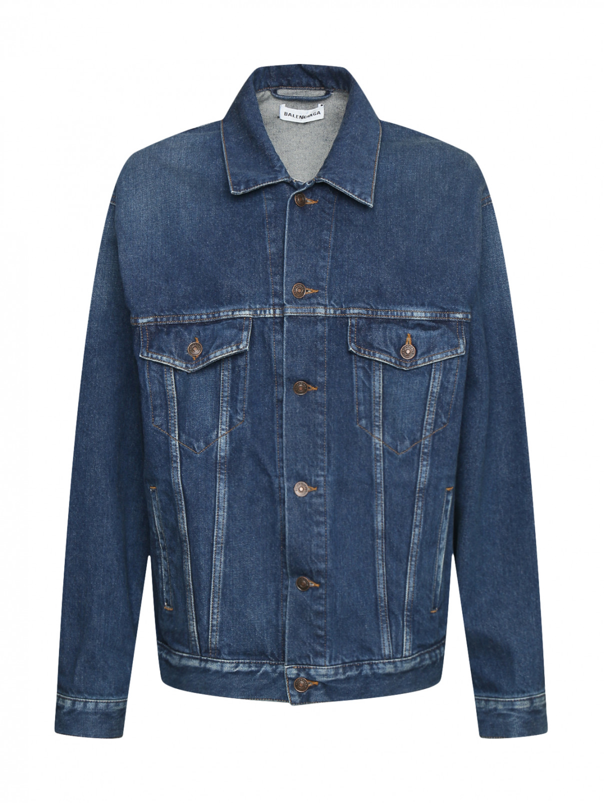 Куртка из хлопка с апликацией на спине Balenciaga  –  Общий вид  – Цвет:  Синий