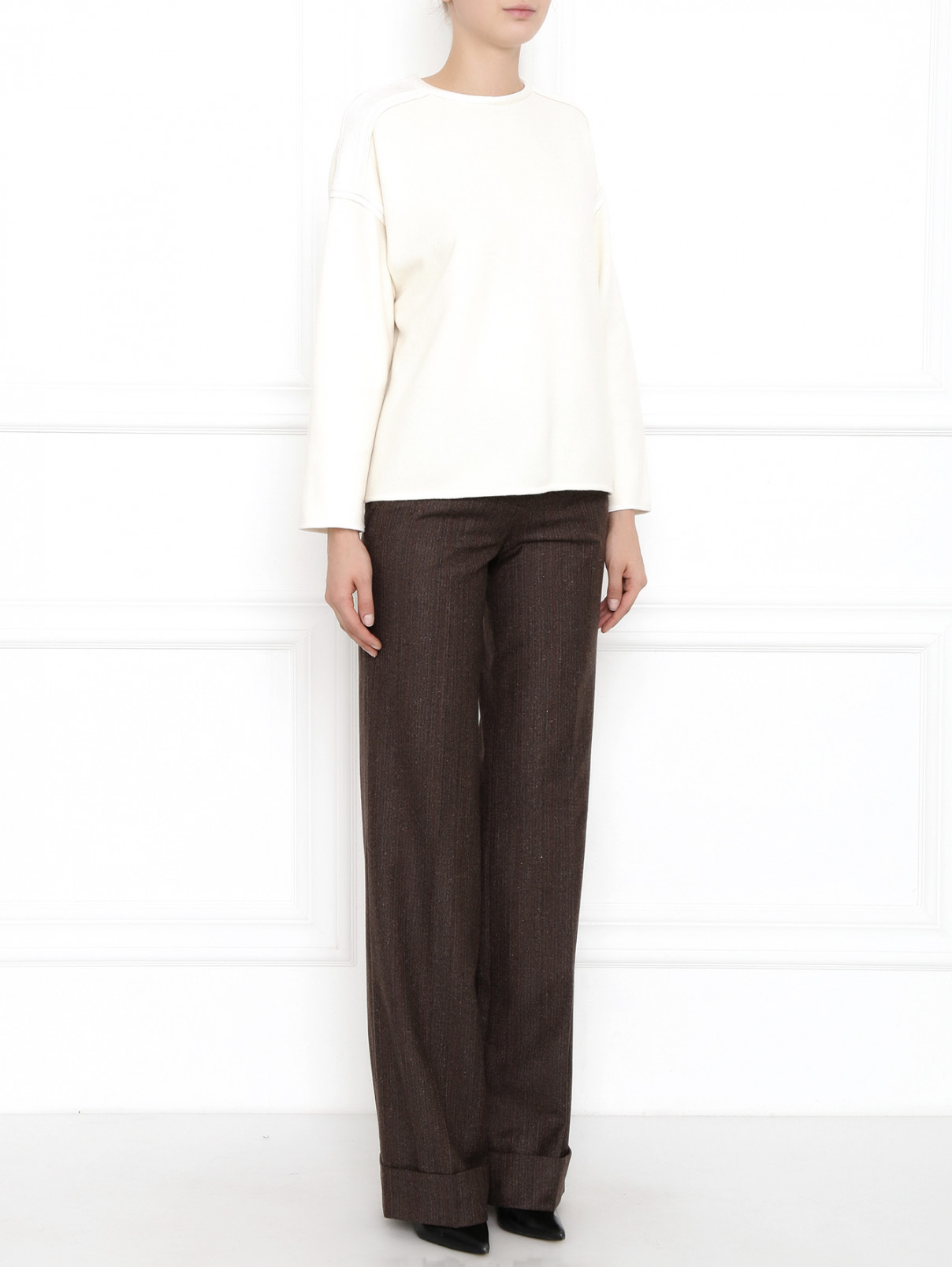 Широкие брюки из смесовой шерсти Kenzo  –  Модель Общий вид  – Цвет:  Коричневый