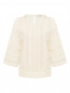 Блуза из хлопка с шитьем на рукавах Alpha Studio  –  Общий вид