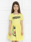 Платье из хлопка с пышной юбкой и принтом Moschino Teen  –  МодельВерхНиз