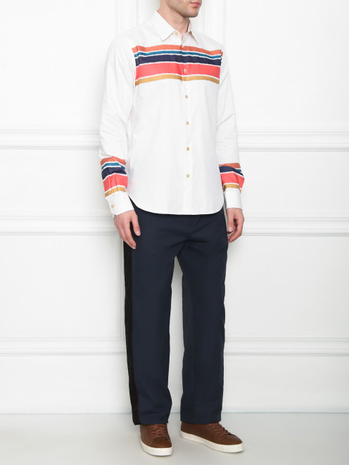 Брюки из хлока на резинке с контрастными лампасами Paul Smith - МодельОбщийВид