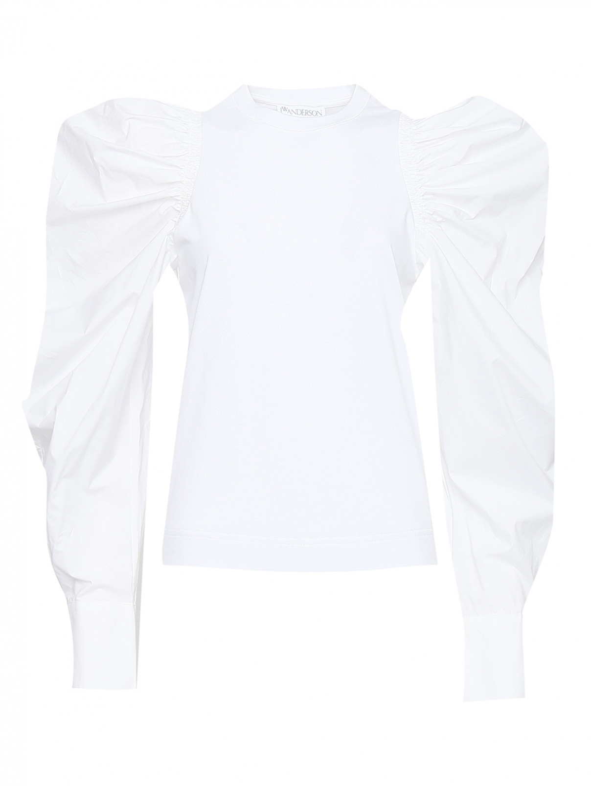 Блуза из хлопка с объемными рукавами J.W. Anderson  –  Общий вид  – Цвет:  Белый