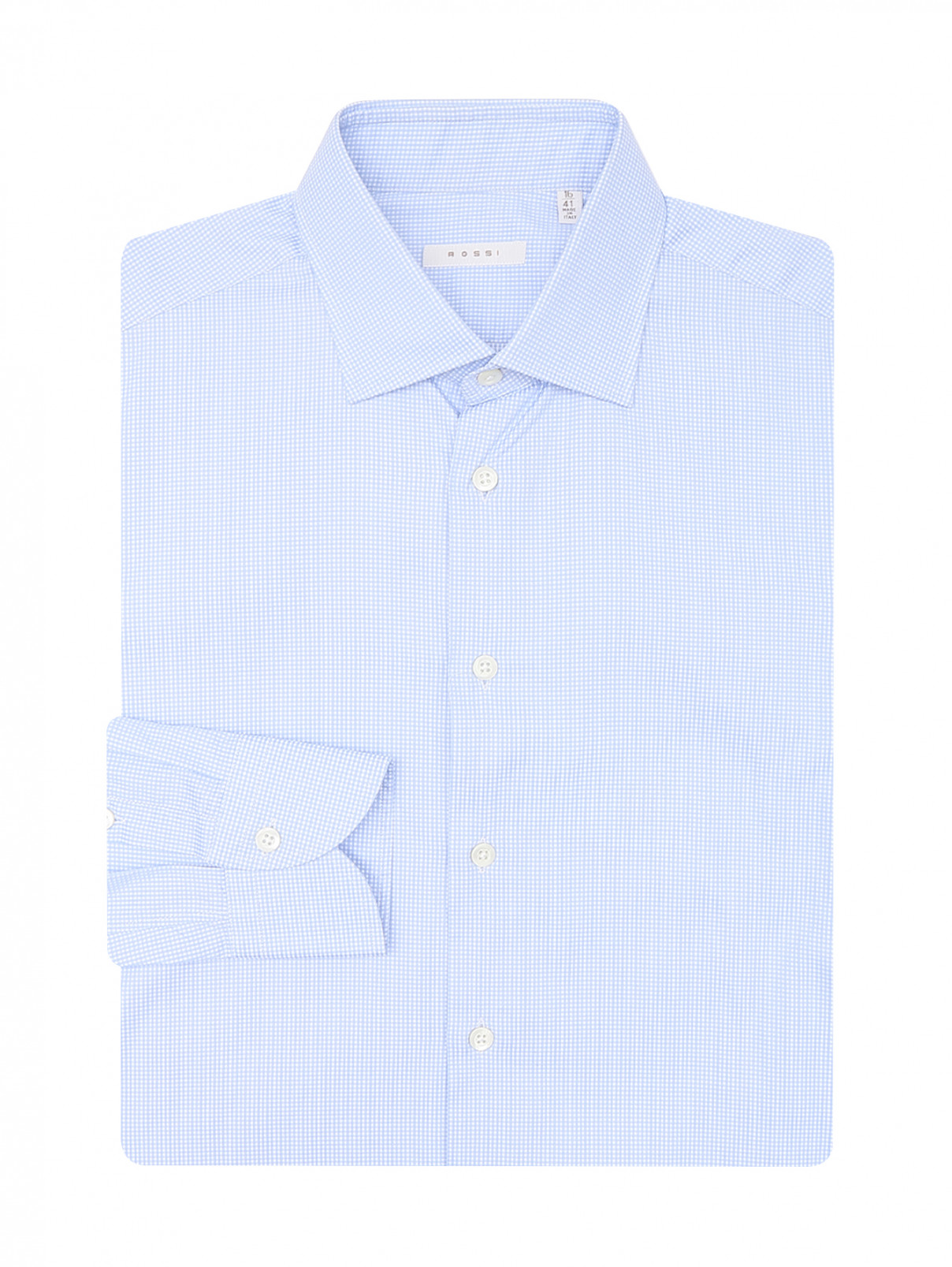 Рубашка из хлопка с узором Rossi  –  Общий вид  – Цвет:  Синий