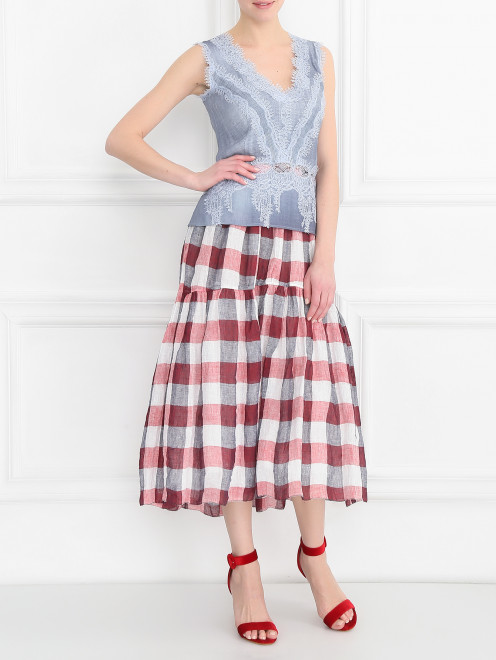 Юбка из льна в клетку Ermanno Scervino - МодельОбщийВид