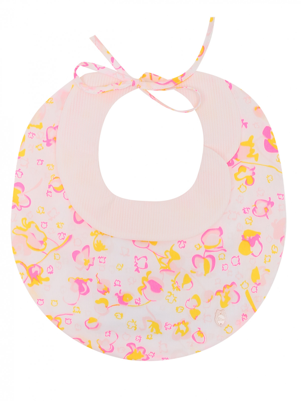 Нагрудный фартук из хлопка с узором Baby Dior  –  Общий вид  – Цвет:  Розовый