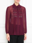 Блуза из  шелка с плиссировкой и аппликацией из камней Alberta Ferretti  –  МодельВерхНиз