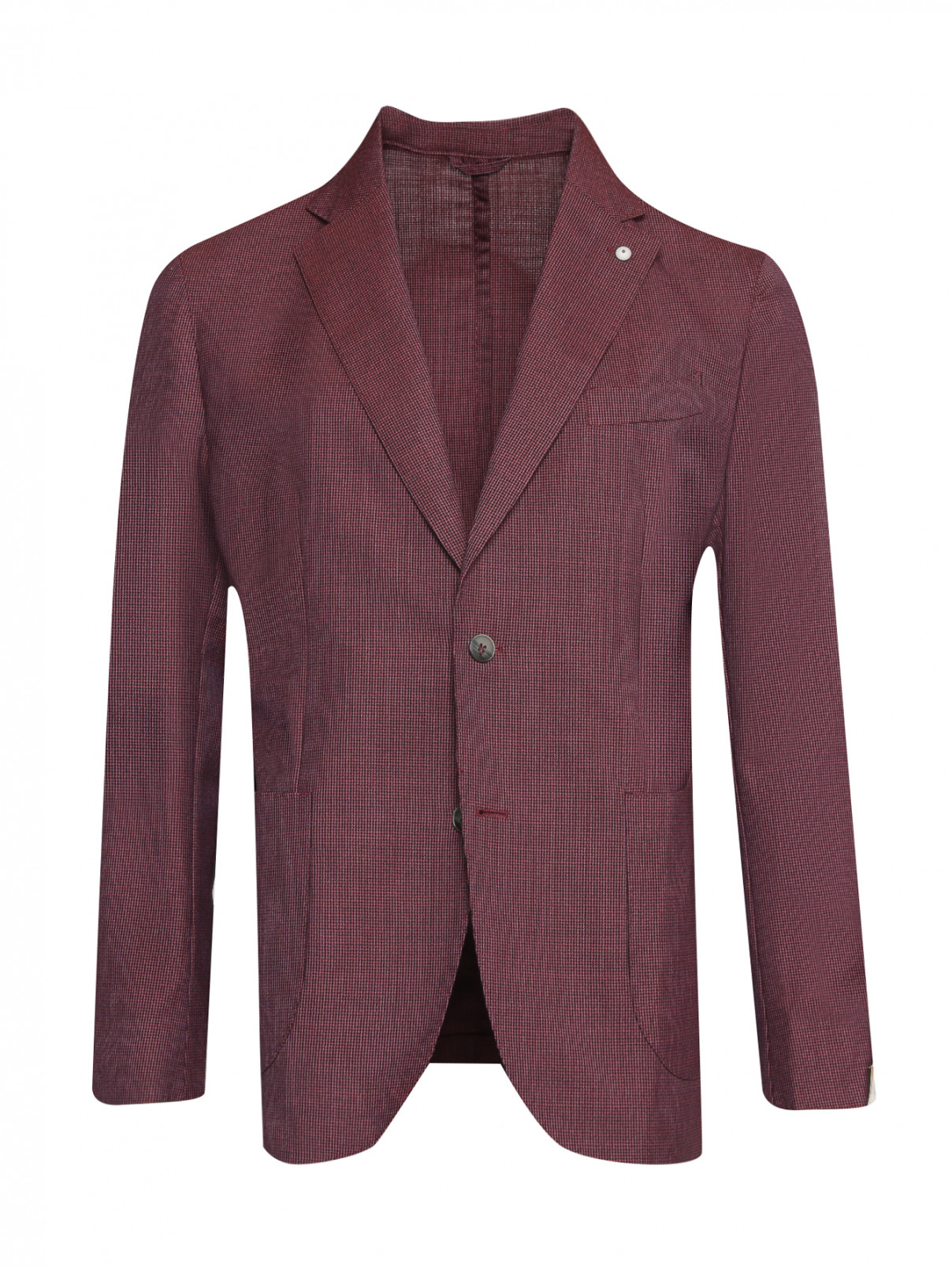 Пиджак из шерсти с узором L.B.M.  –  Общий вид  – Цвет:  Красный