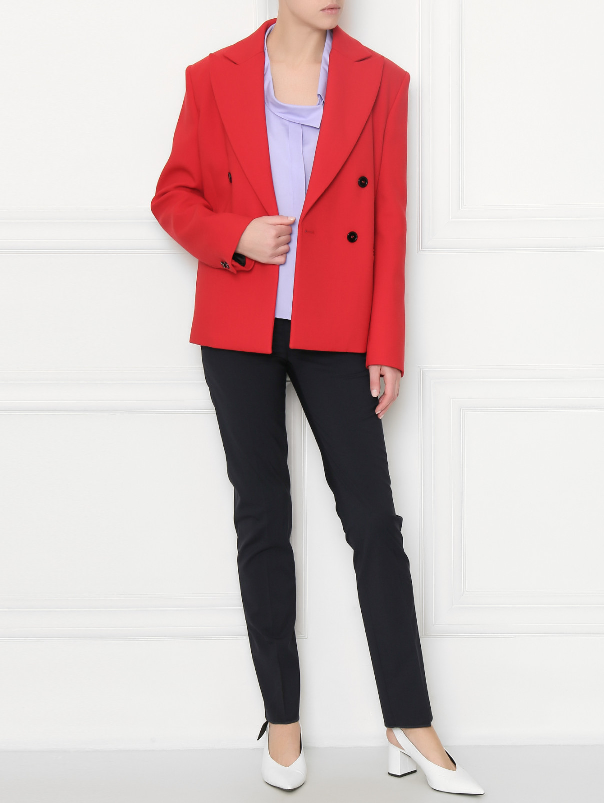 Блуза с асимметричного кроя Jil Sander  –  Модель Общий вид  – Цвет:  Фиолетовый