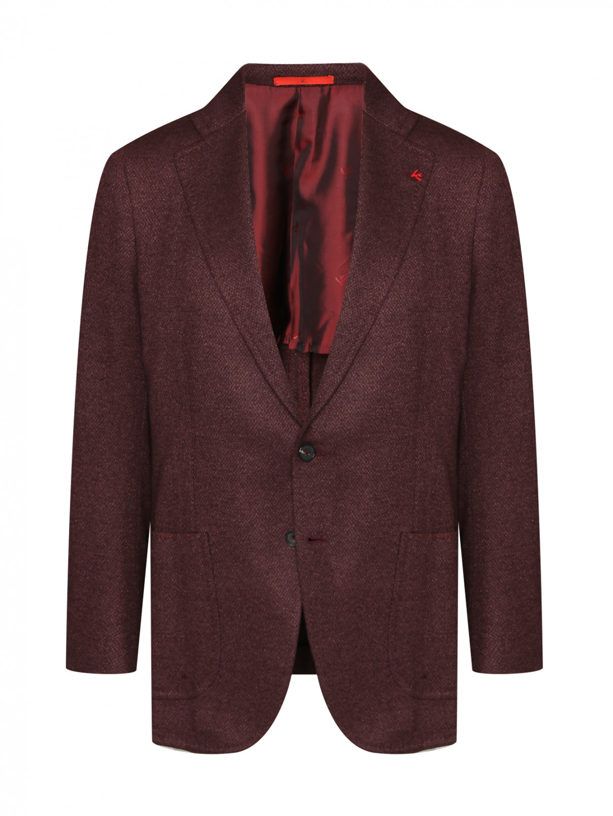 Однобортный пиджак из шерсти и кашемира Isaia  –  Общий вид  – Цвет:  Красный