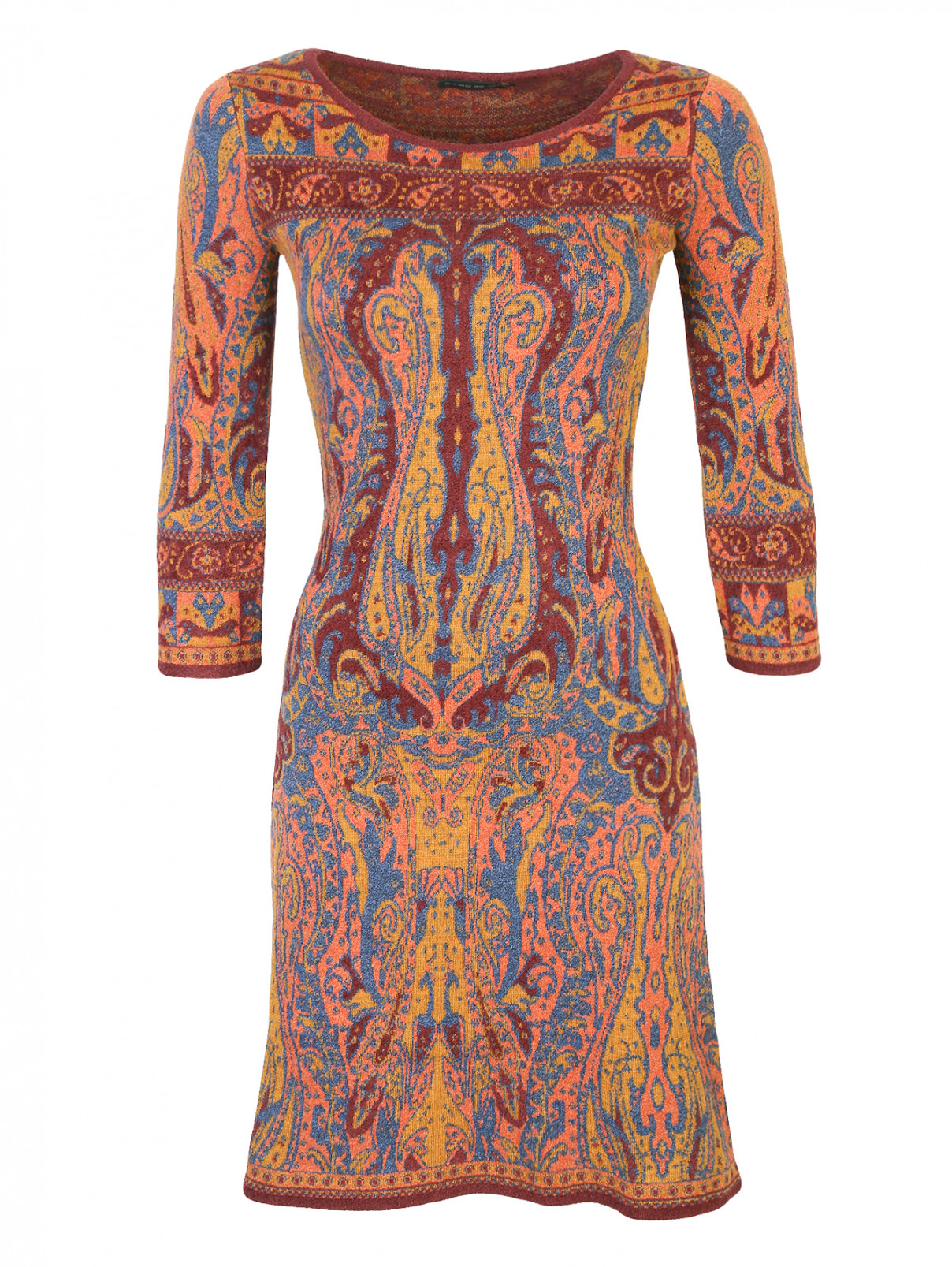 Трикотажное платье из хлопка и шерсти с узором Etro  –  Общий вид  – Цвет:  Узор