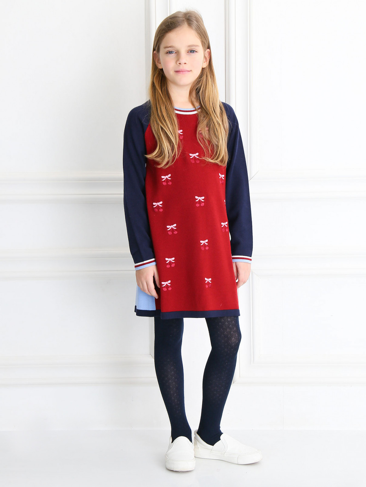 Трикотажное платье с вышивкой BOSCO  –  Модель Общий вид  – Цвет:  Красный
