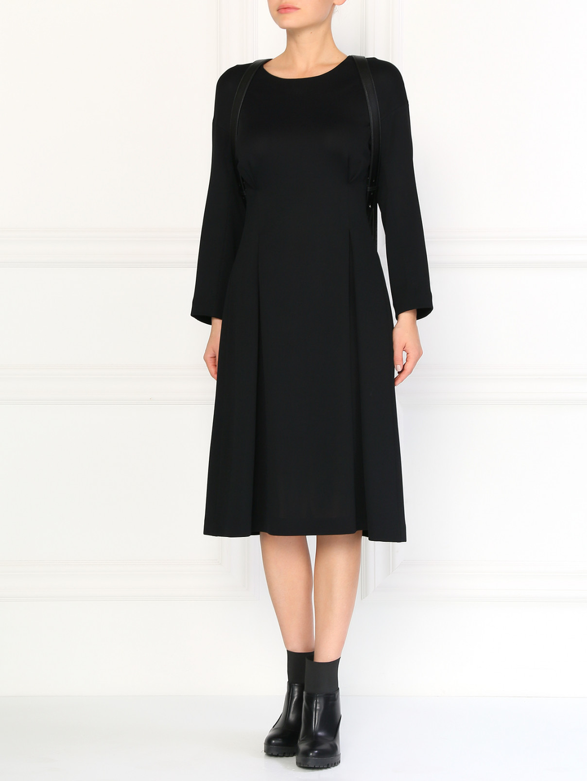 Платье с рукавом 3/4 и боковыми вытачками Jil Sander  –  Модель Общий вид  – Цвет:  Черный