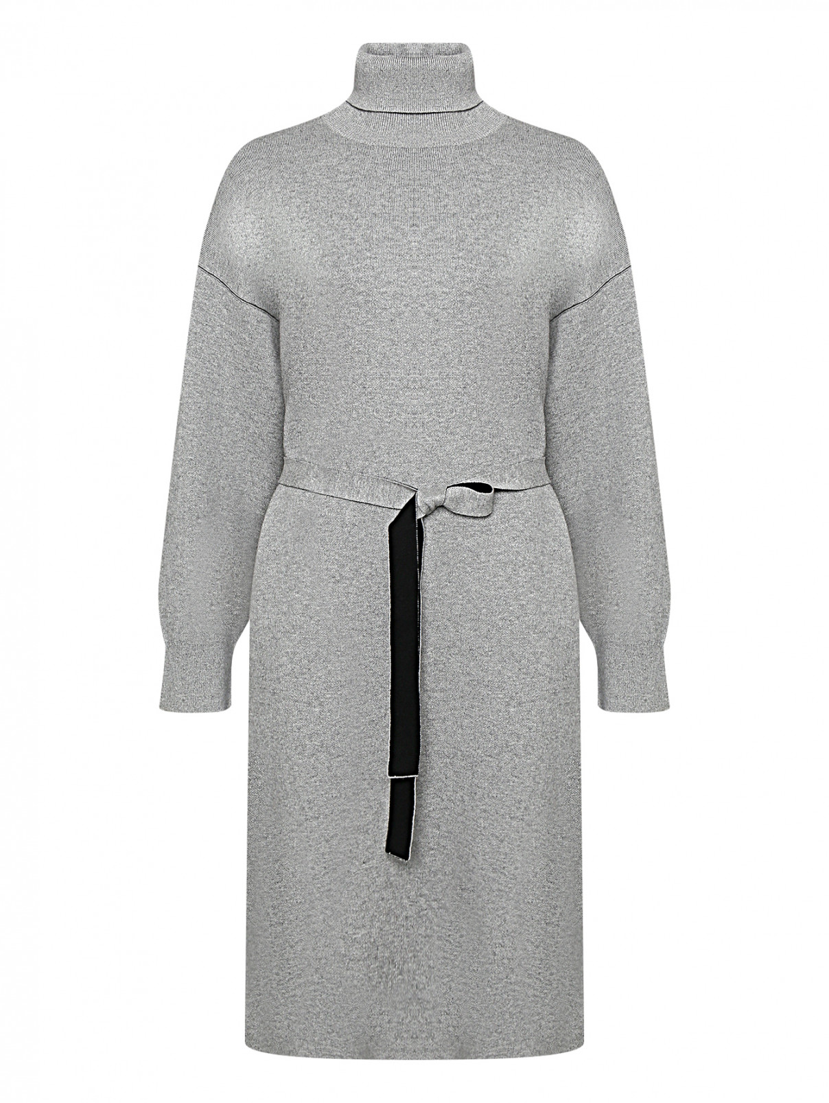 Трикотажное платье из хлопка с поясом Proenza Schouler  –  Общий вид  – Цвет:  Серый