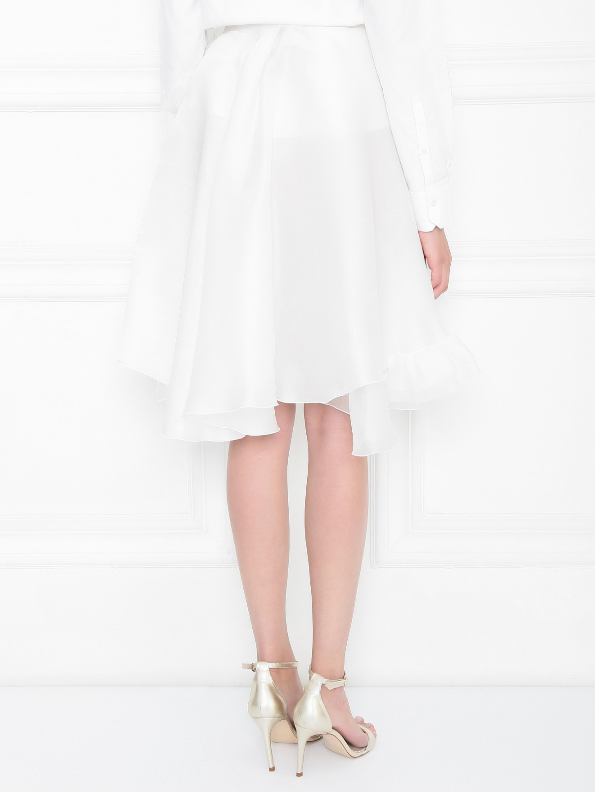 Юбка-мини из шелка асимметричного кроя Ermanno Scervino  –  МодельВерхНиз1  – Цвет:  Белый
