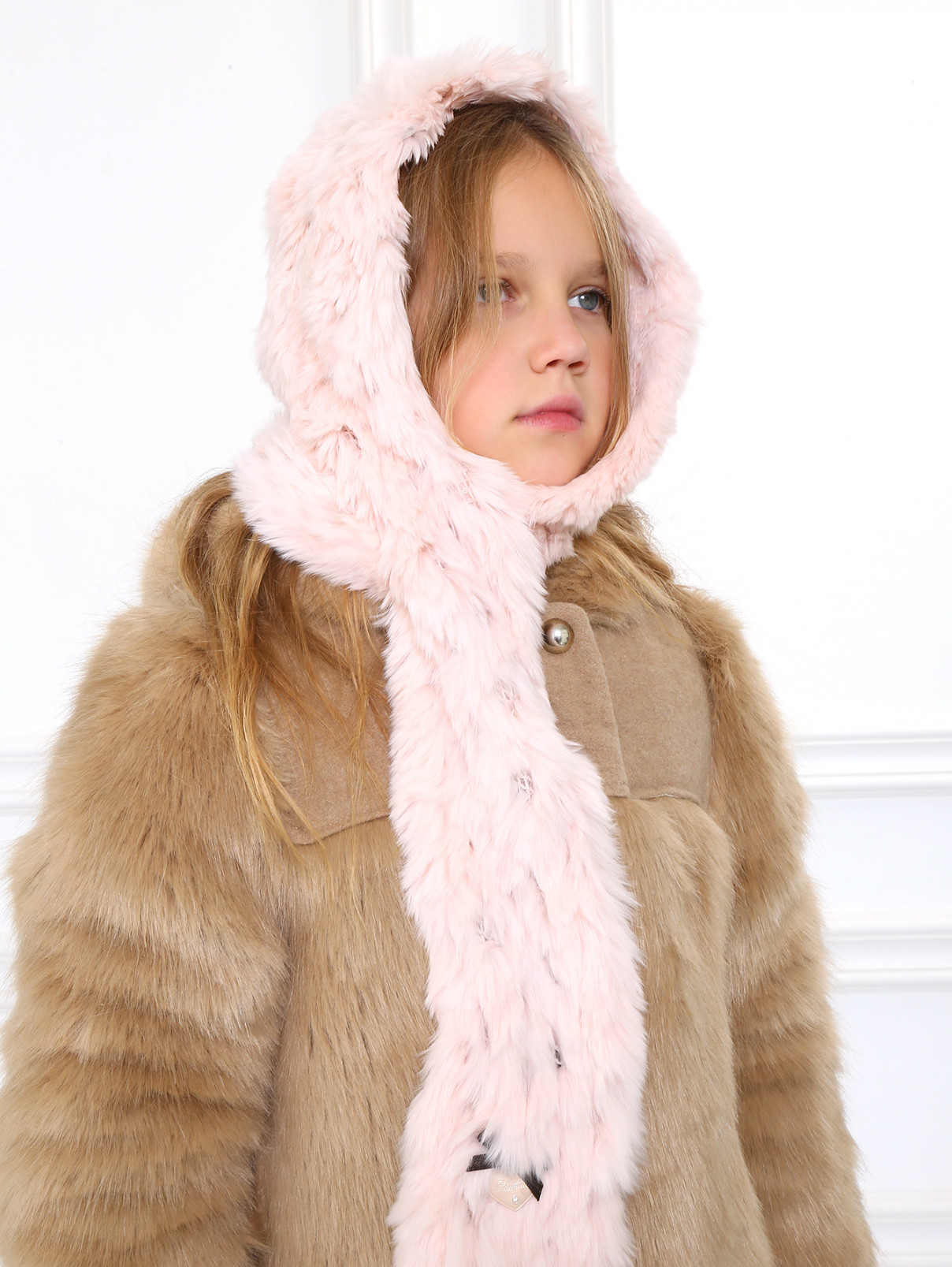 Шапка-шарф из меха кролика Miss Blumarine  –  Модель Общий вид  – Цвет:  Розовый