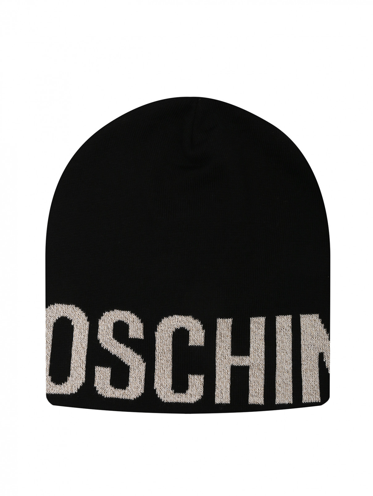 Шапка из смешанной шерсти с логотипом Moschino  –  Общий вид  – Цвет:  Черный