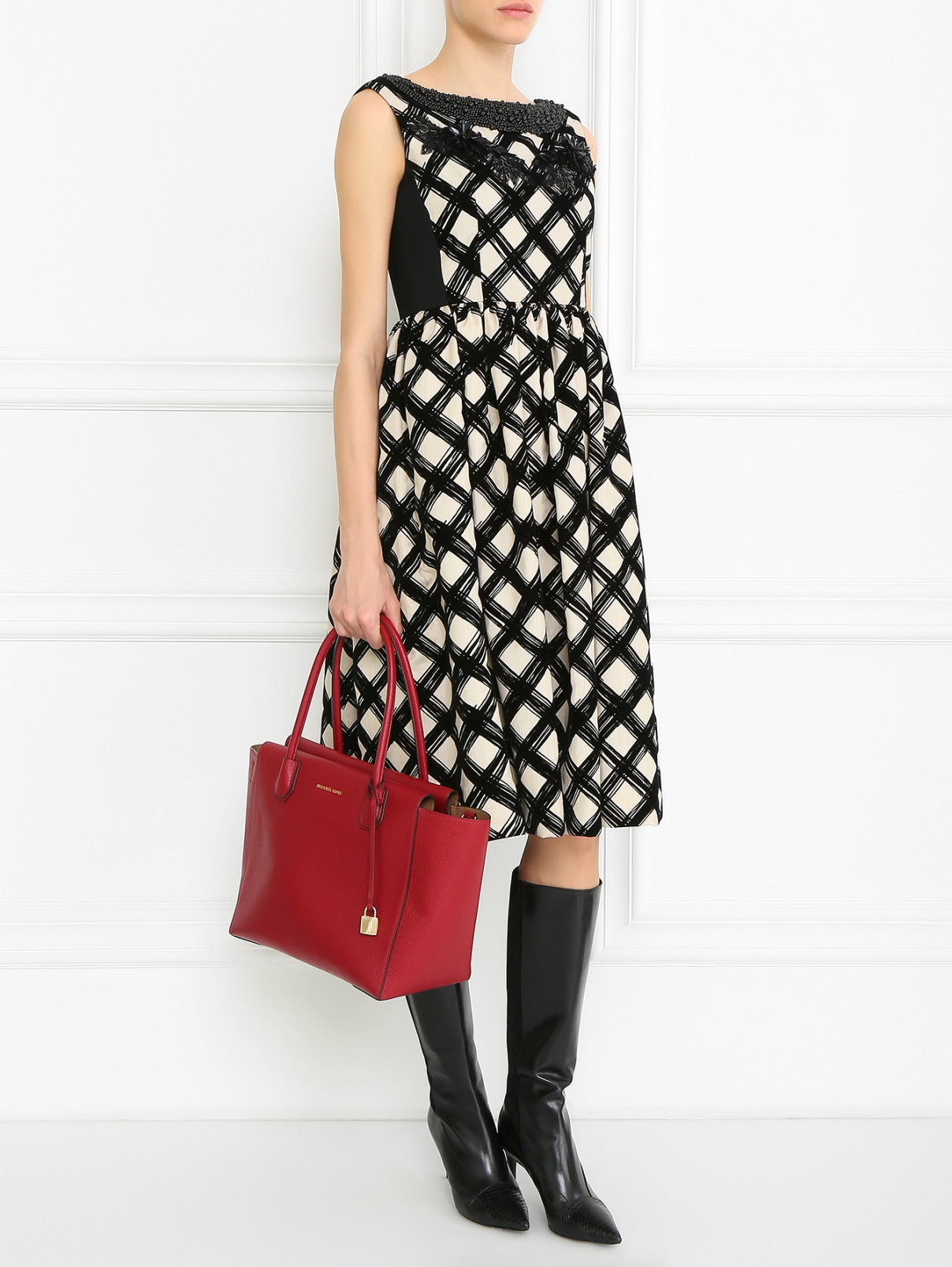 Контрастное платье без рукавов с декором Antonio Marras  –  Модель Общий вид  – Цвет:  Черный