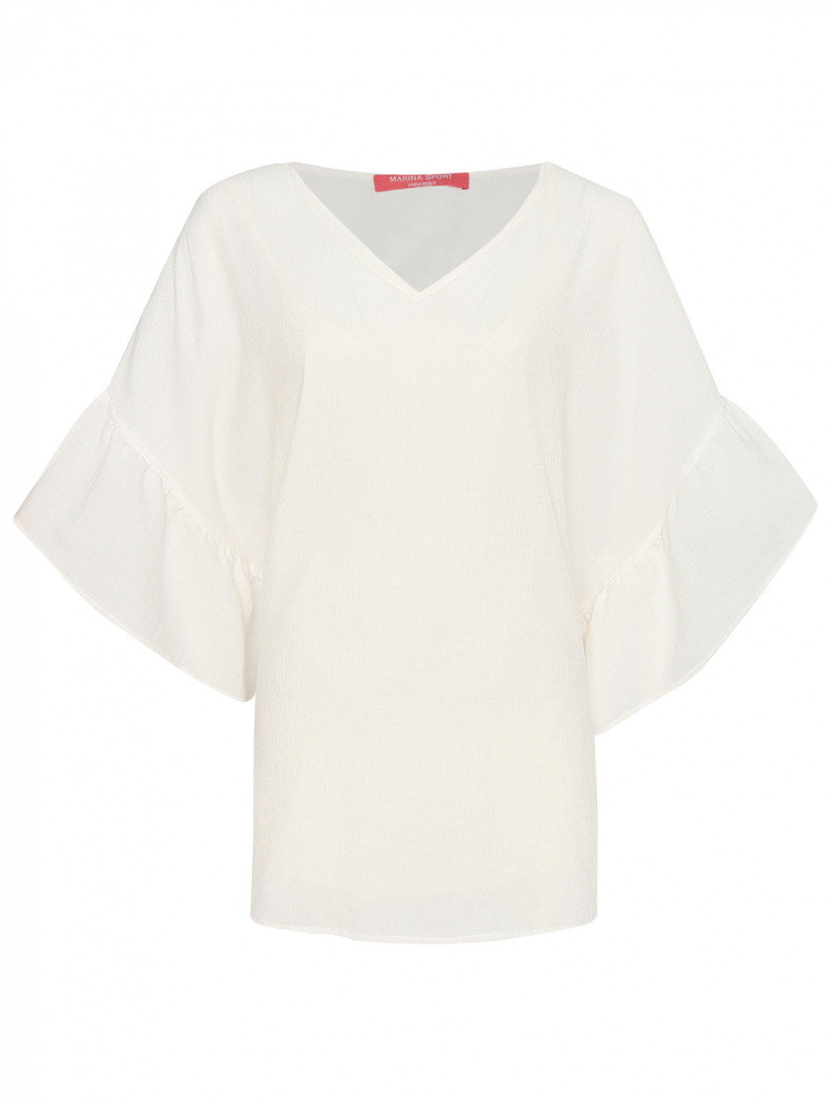 Блуза свободного кроя с V-образным вырезом Marina Rinaldi  –  Общий вид  – Цвет:  Белый